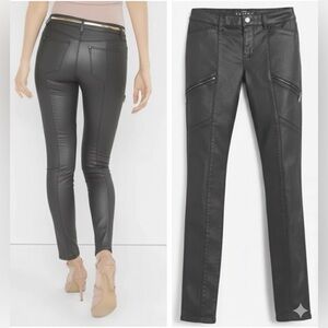 White House Black Market Dark Gray Skinny Coated Moto Size 2 Zipper Pants